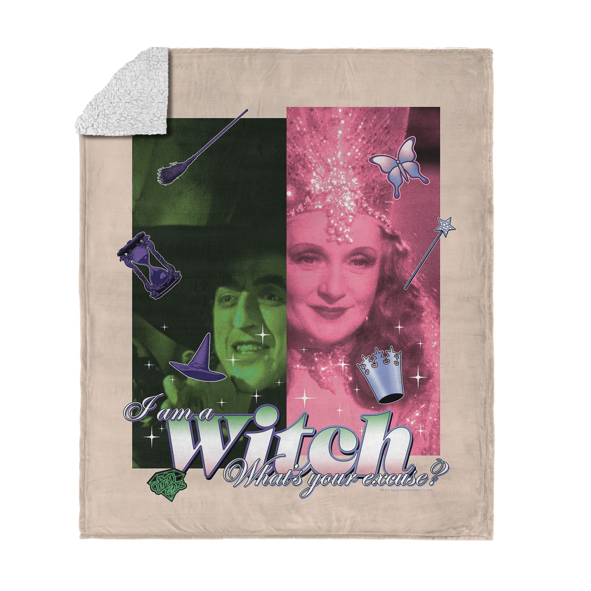 Warner Bros. The Wizard of Oz What's Your Excuse Silk Touch Sherpa Throw Blanket 50x60 Inches