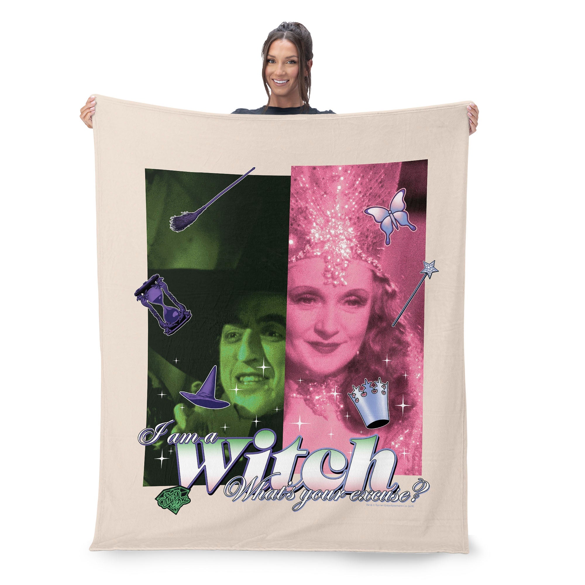 Warner Bros. The Wizard of Oz What's Your Excuse Silk Touch Sherpa Throw Blanket 50x60 Inches