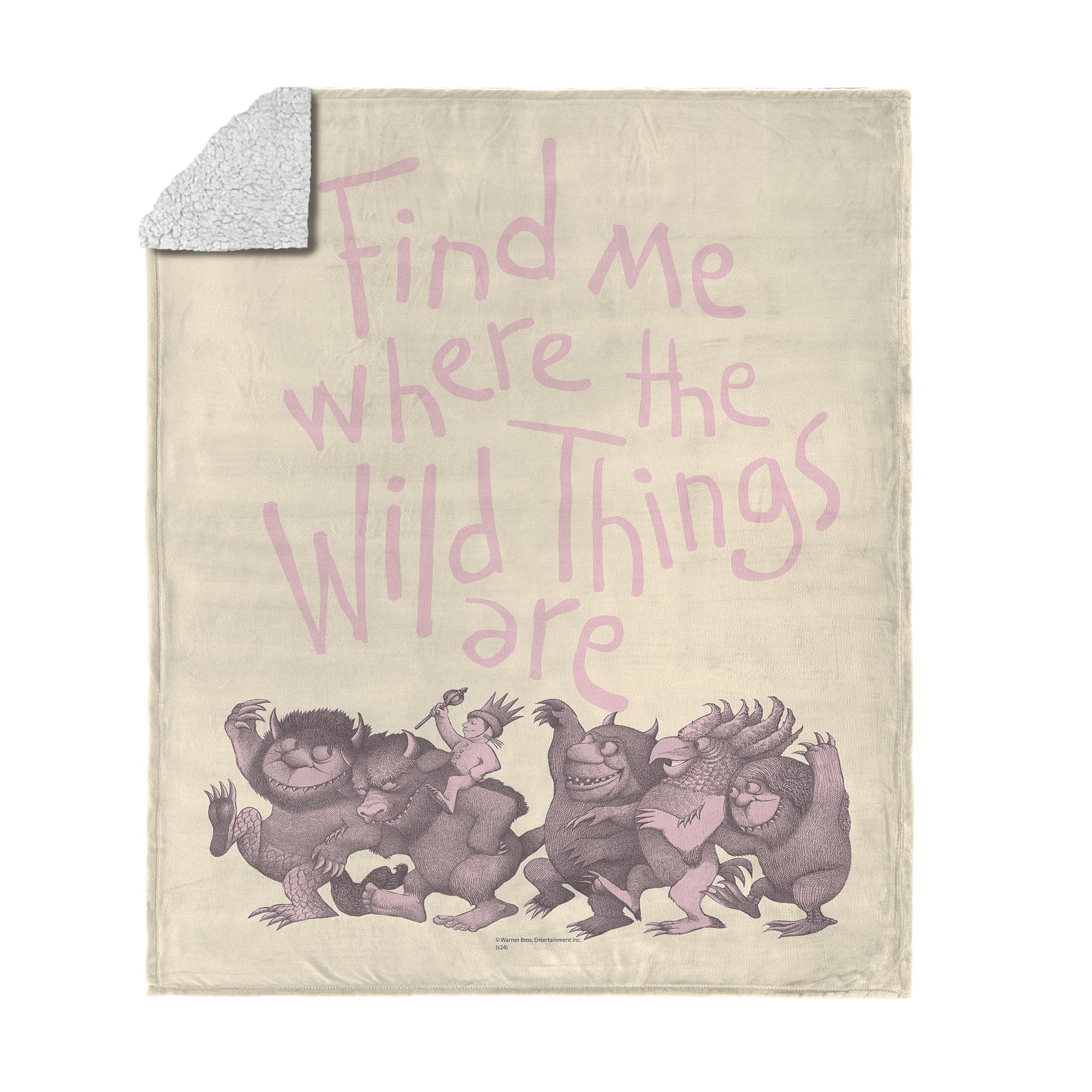 Warner Bros. Where the Wild Things Are Find Me Pink Silk Touch Sherpa Throw Blanket 50x60 Inches