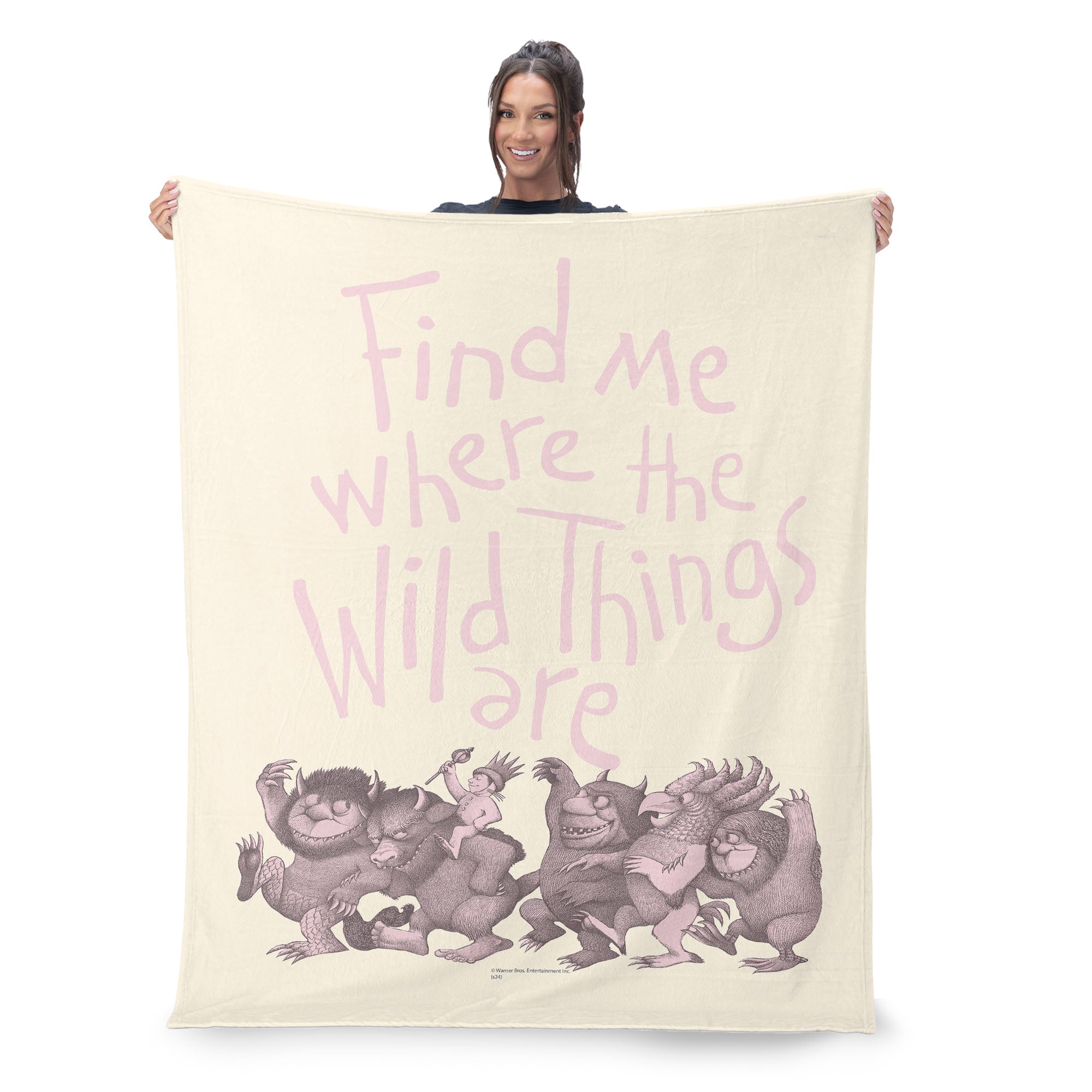Warner Bros. Where the Wild Things Are Find Me Pink Silk Touch Sherpa Throw Blanket 50x60 Inches