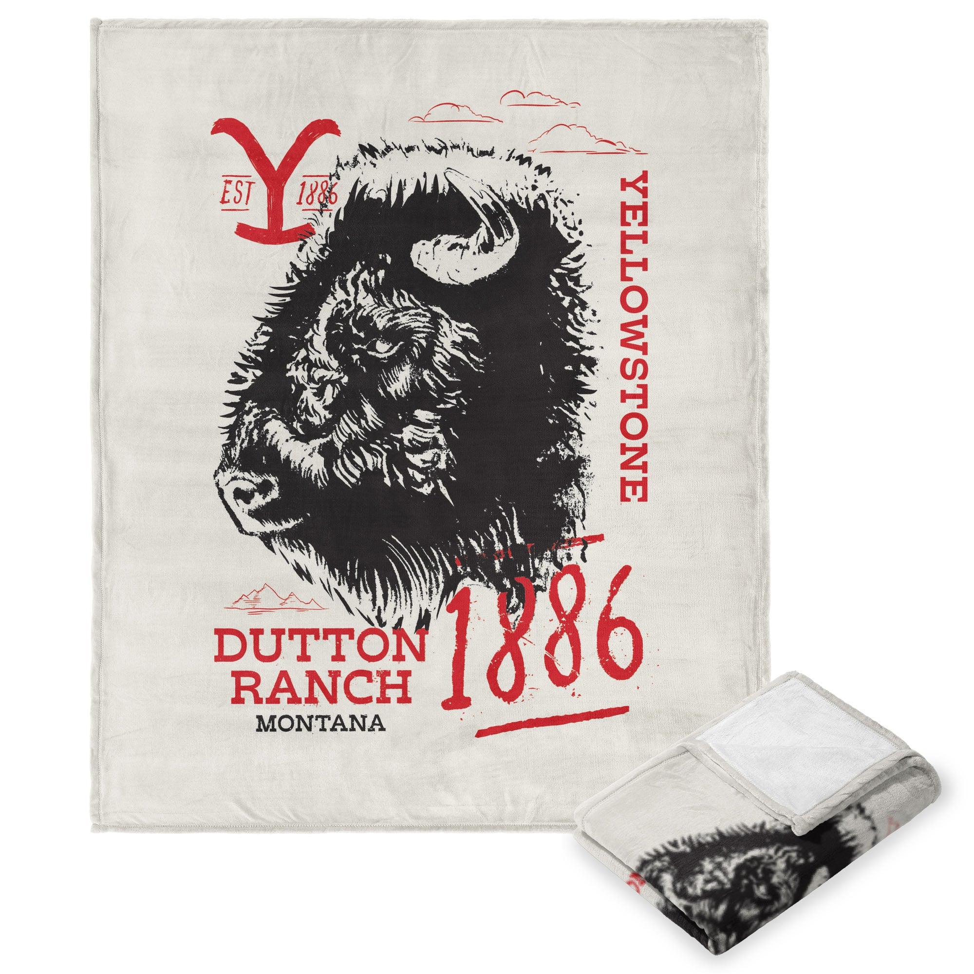 Paramount Yellowstone Bison Head Silk Touch Throw Blanket 50x60 Inches