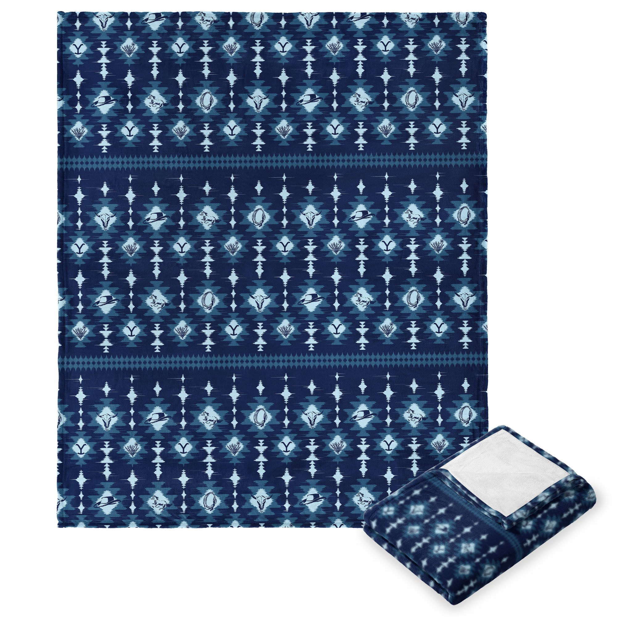 Paramount Yellowstone Blue Holiday Silk Touch Throw Blanket 50x60 Inches