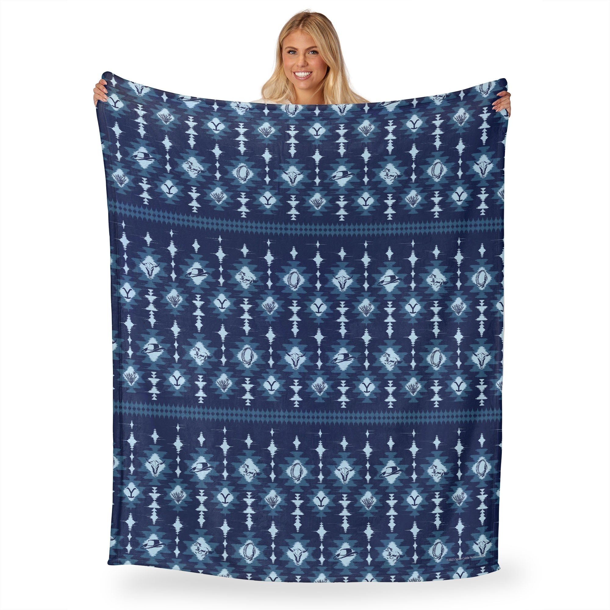 Paramount Yellowstone Blue Holiday Silk Touch Throw Blanket 50x60 Inches