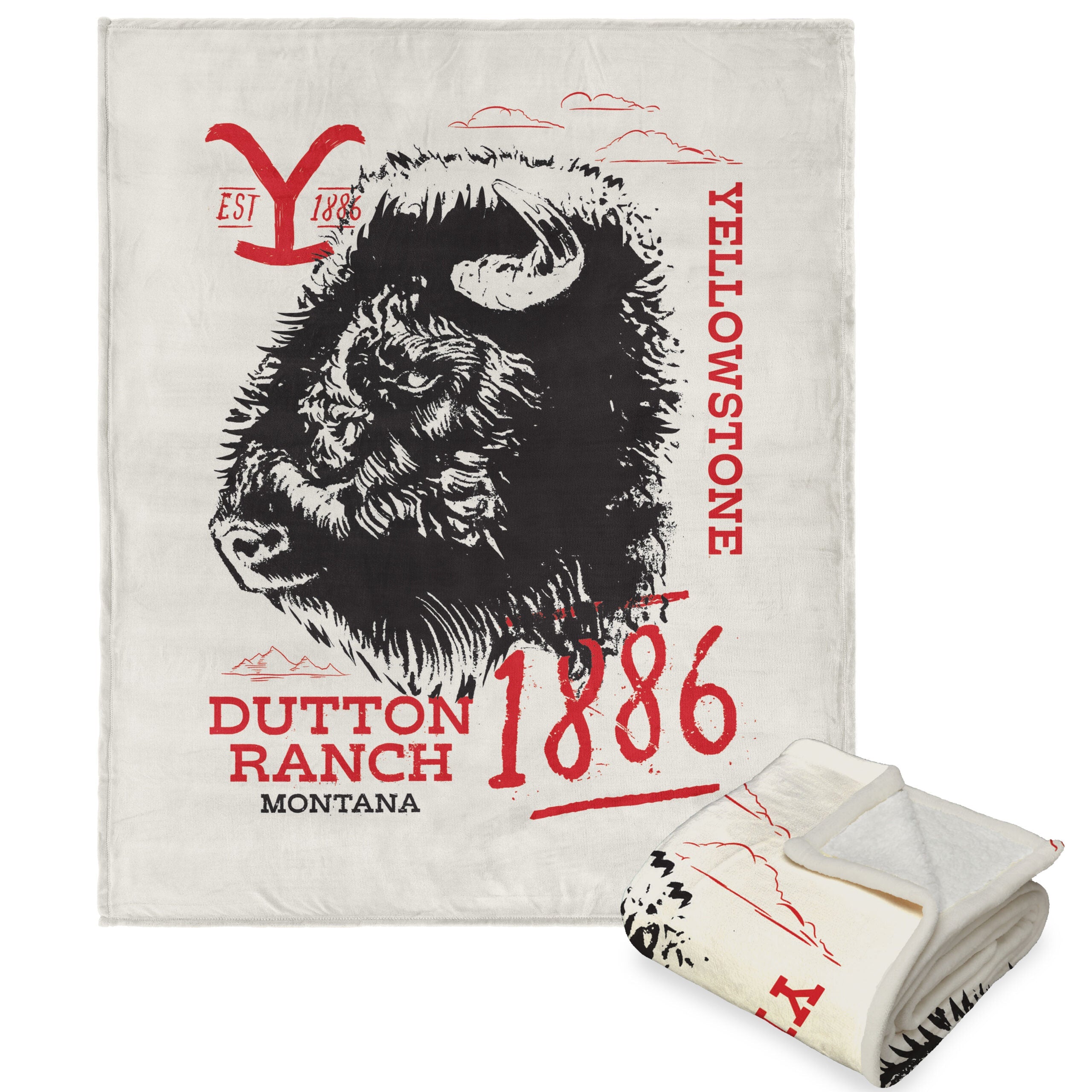 Paramount Yellowstone Bison Head Silk Touch Sherpa Throw Blanket 50x60 Inches