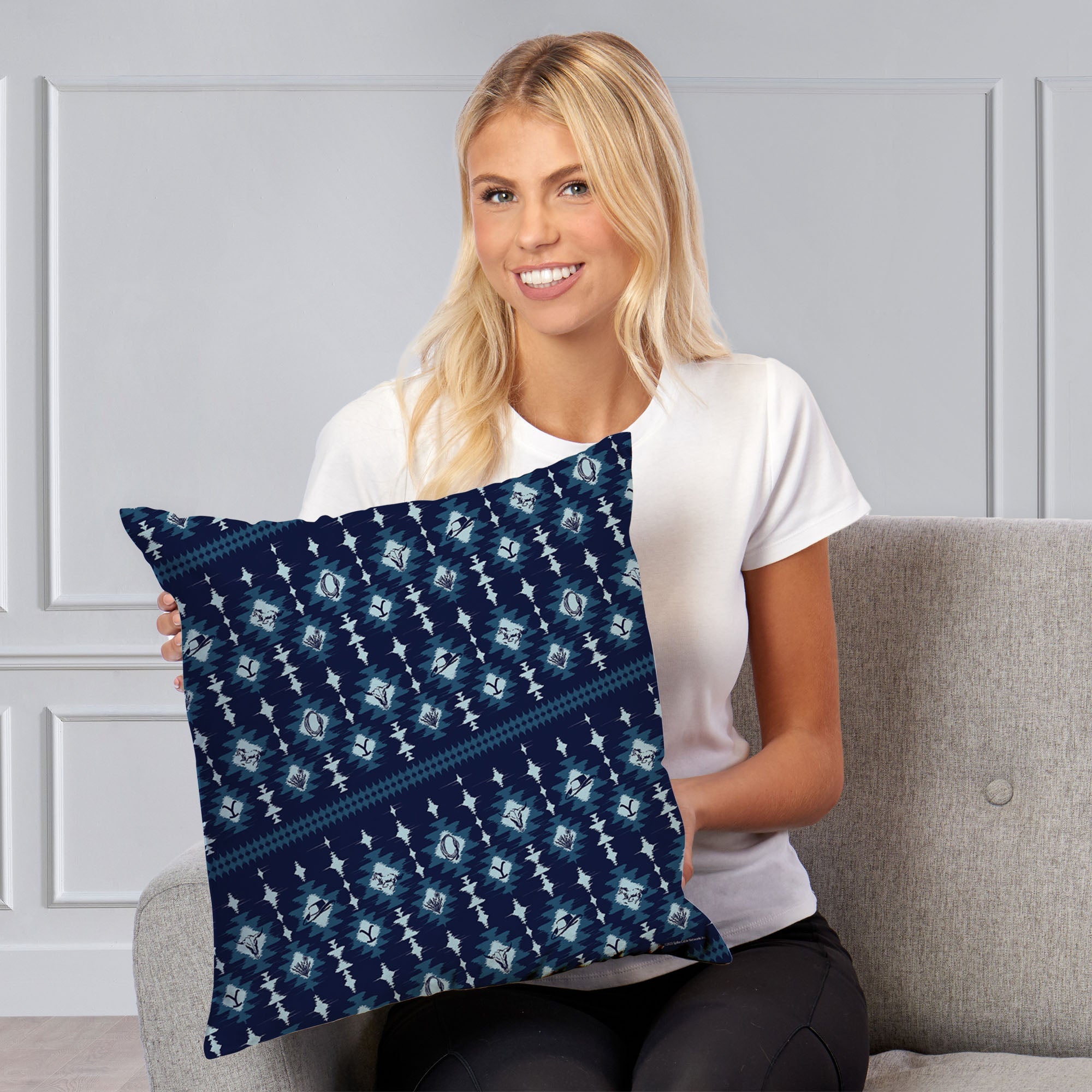 Paramount Yellowstone Blue Holiday Throw Pillow 18x18 Inches