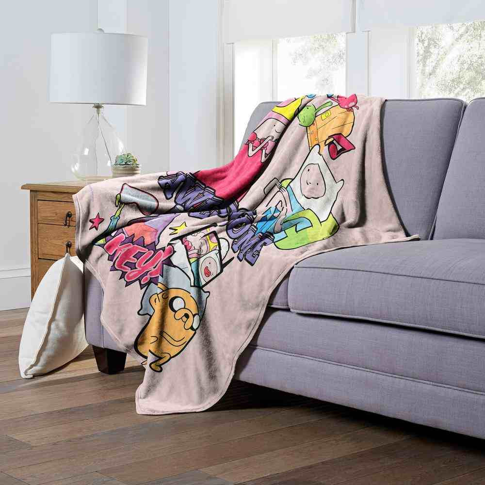 Cartoon Network Adventure Time Awesome Together Silk Touch Throw Blanket 50x60 Inches