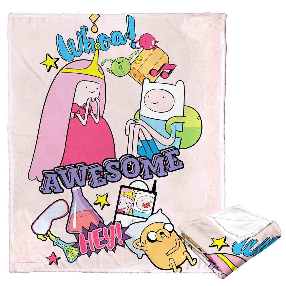 Cartoon Network Adventure Time Awesome Together Silk Touch Throw Blanket 50x60 Inches