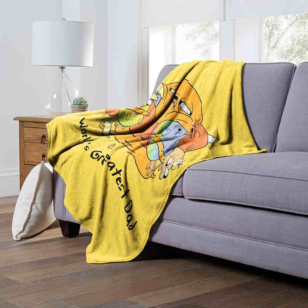 Cartoon Network Adventure Time Worlds Greatest Dad Silk Touch Throw Blanket 50x60 Inches