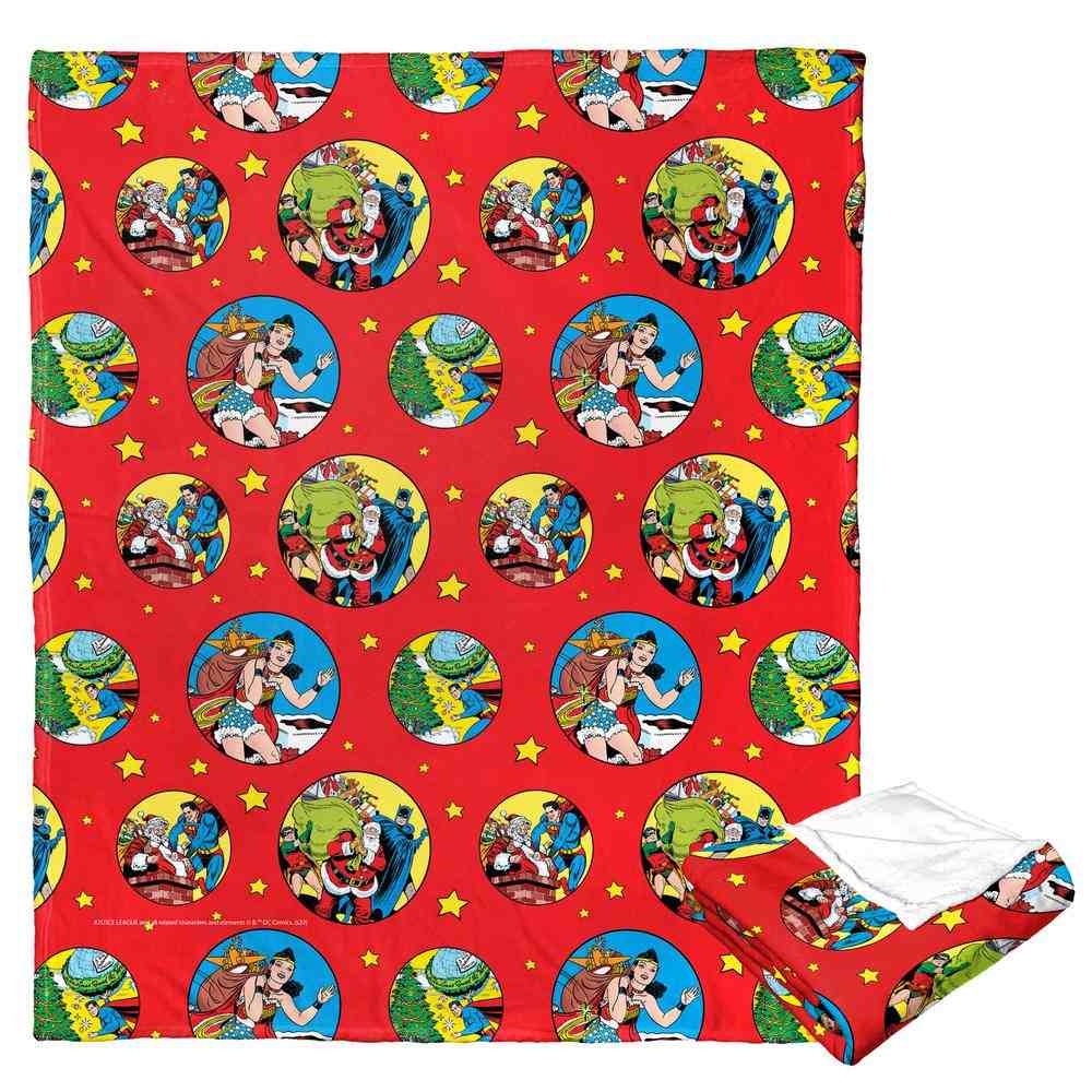 Warner Bros. Justice League Heroic Holiday Helpers Silk Touch Throw Blanket 50x60 Inches