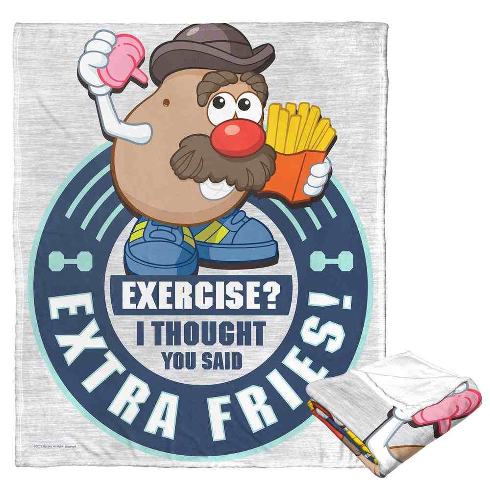 Hasbro Mr. Potato Head Exercise Extra Fries Silk Touch Throw Blanket 50x60 Inches