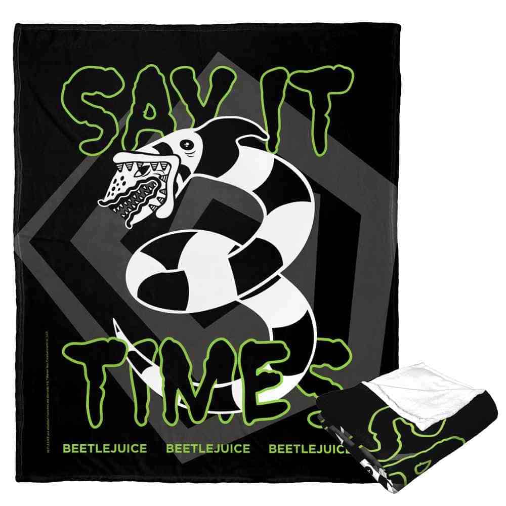 Warner Bros. Beetlejuice Say It Three Times Silk Touch Throw Blanket 50x60 Inches