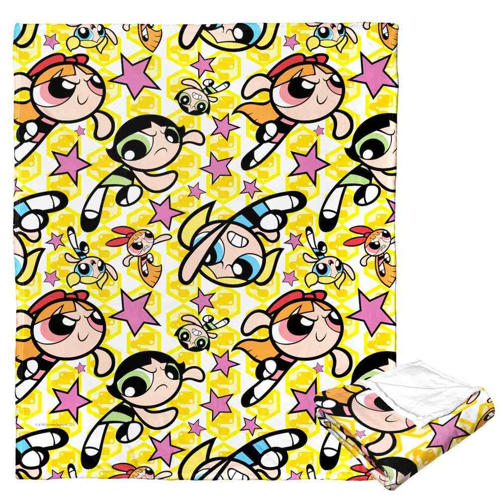 Cartoon Network Powerpuff Girls Fighting Crime Silk Touch Throw Blanket 50x60 Inches