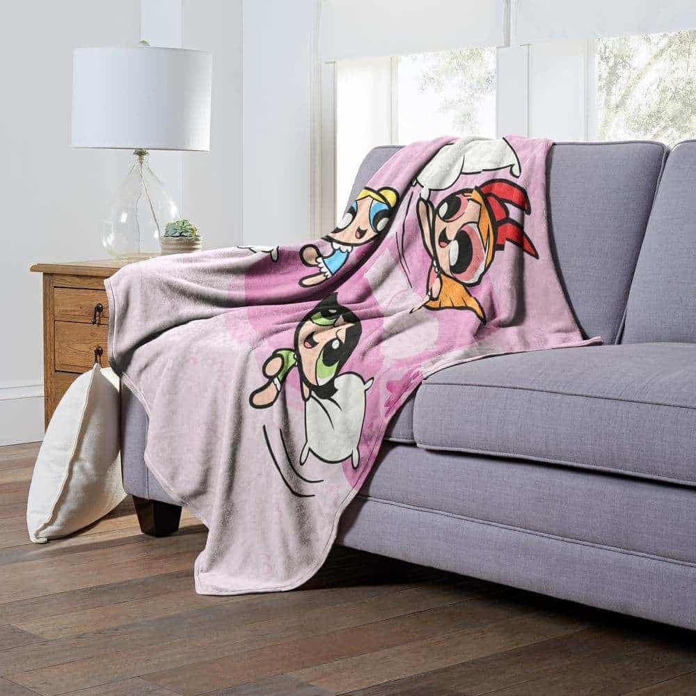 Cartoon Network Powerpuff Girls Super Powered Pillowfight Silk Touch Throw Blanket 50x60 Inches