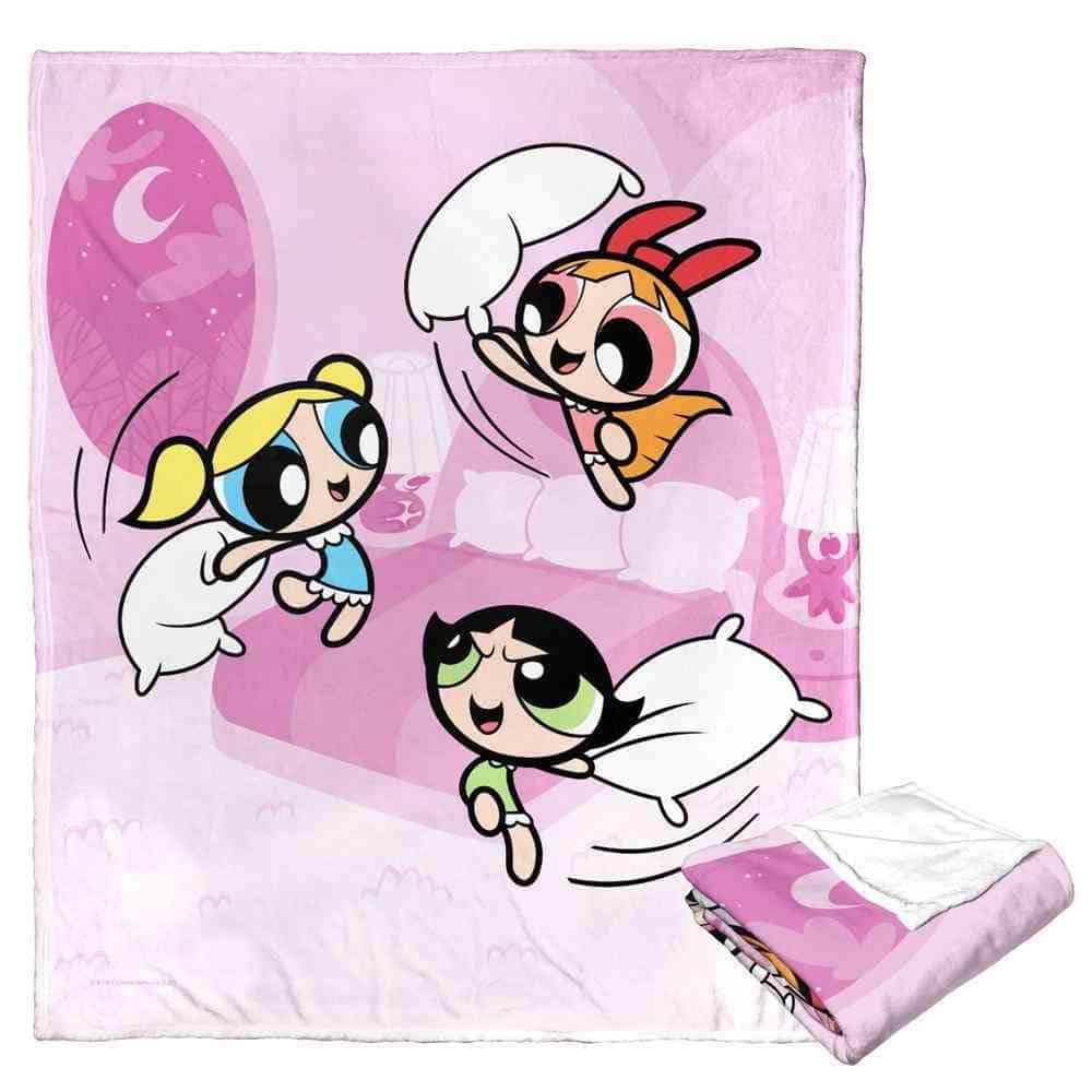 Cartoon Network Powerpuff Girls Super Powered Pillowfight Silk Touch Throw Blanket 50x60 Inches
