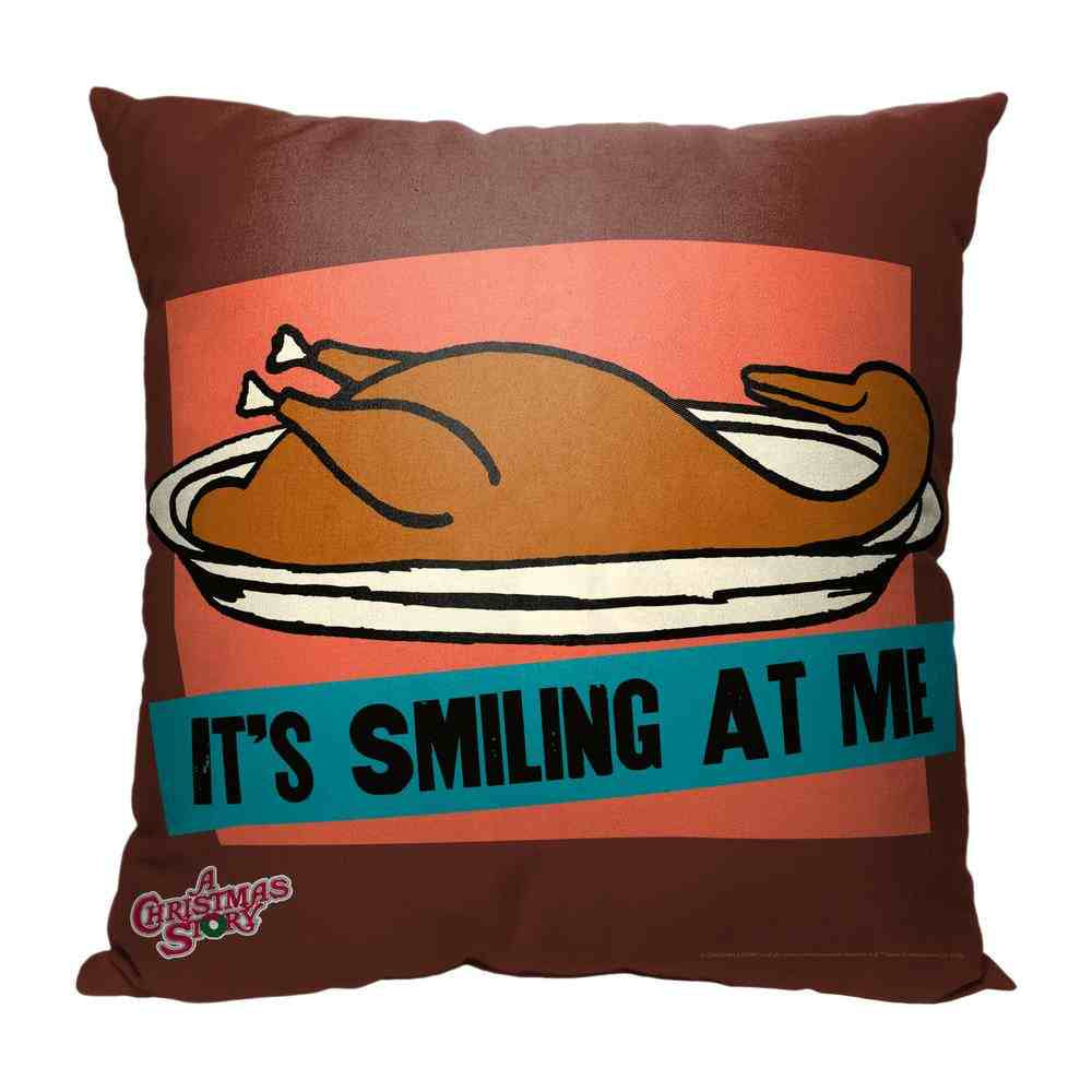 Warner Bros. A Christmas Story Its Smiling At Me Throw Pillow 18x18 Inches