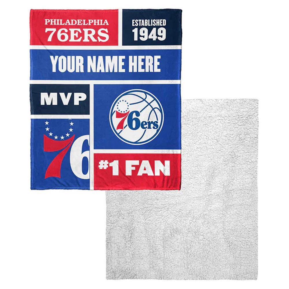 NBA Philadelphia 76ers Colorblock Personalized Silk Touch Sherpa Throw Blanket 50x60 Inches