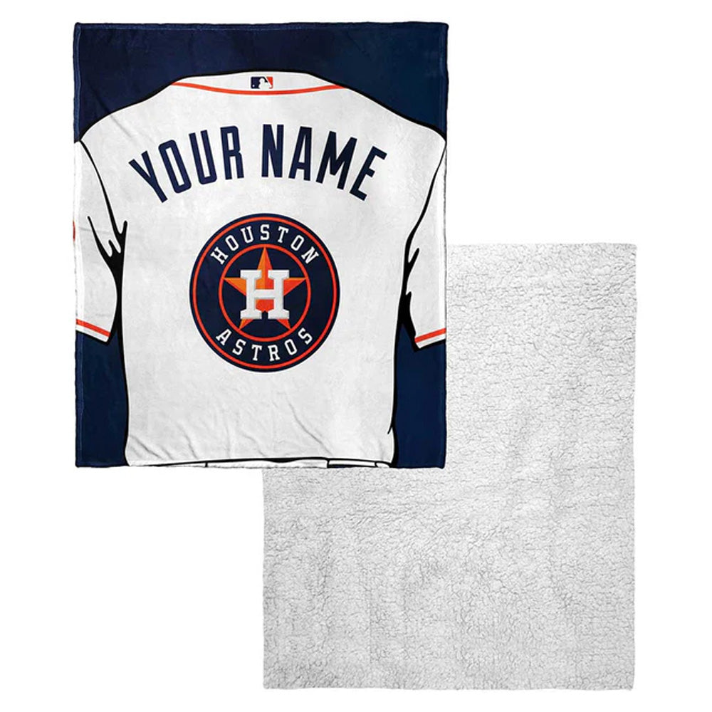 MLB Houston Astros Jersey Personalized Silk Touch Sherpa Throw Blanket 50x60 Inches