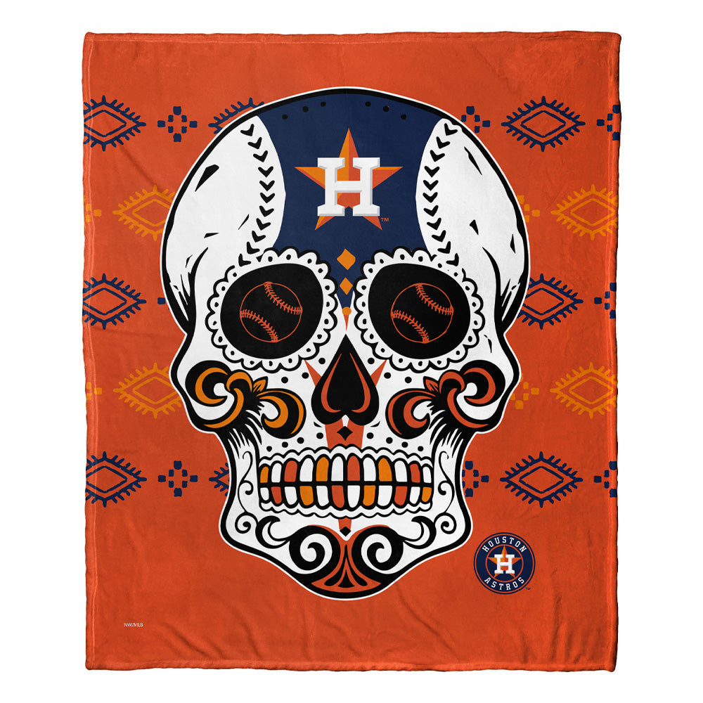 MLB Houston Astros Candy Skull Silk Touch Throw Blanket 50x60 Inches