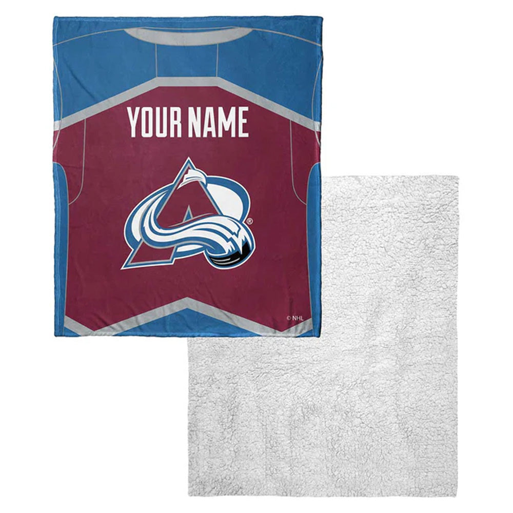 NHL Colorado Avalanche Jersey Personalized Silk Touch Sherpa Throw Blanket 50x60 Inches