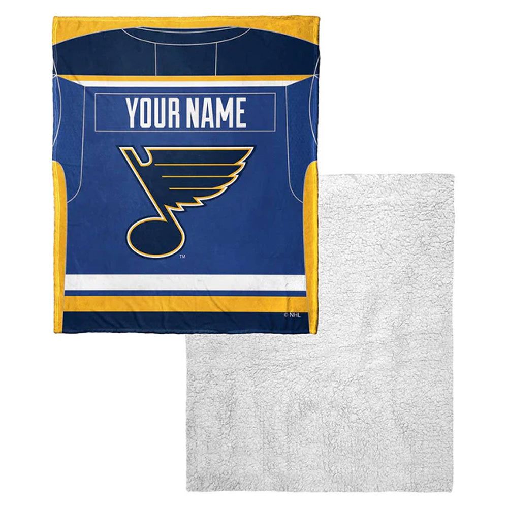 NHL St. Louis Blues Jersey Personalized Silk Touch Sherpa Throw Blanket 50x60 Inches
