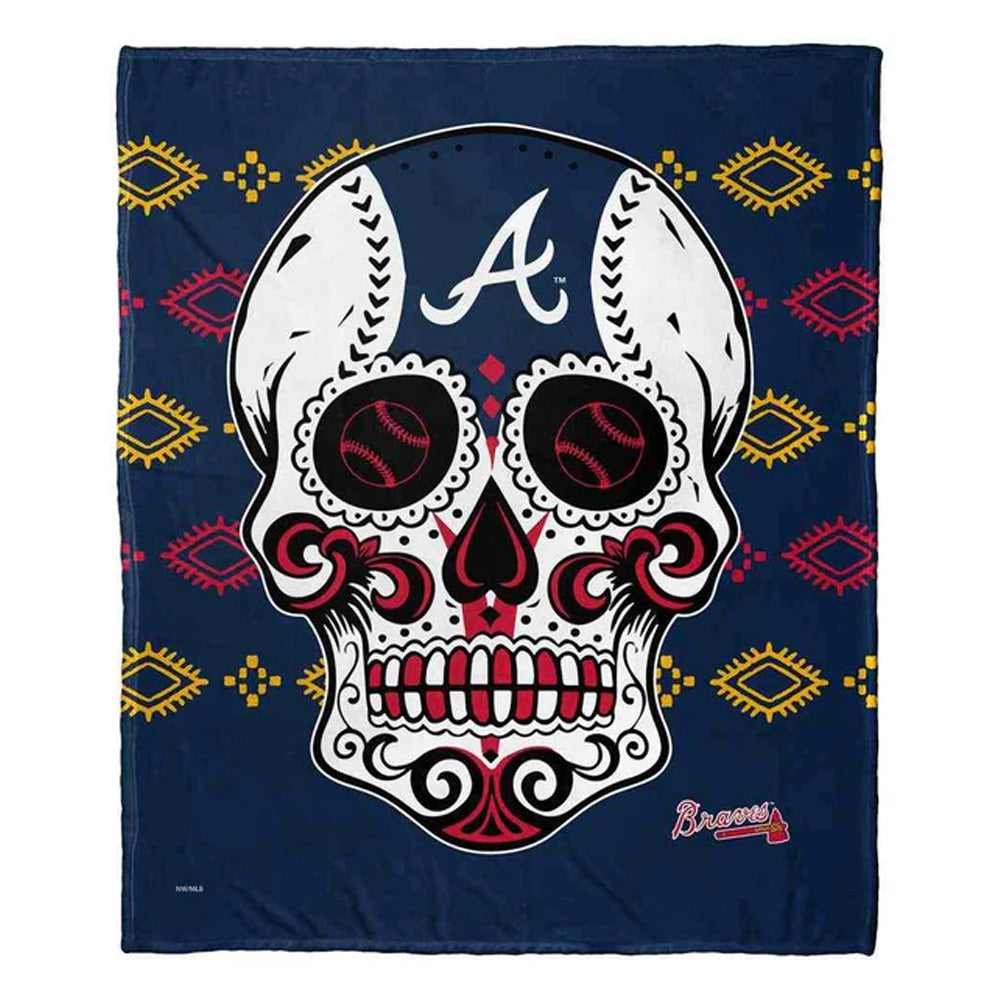 MLB Atlanta Braves Candy Skull Silk Touch Throw Blanket 50x60 Inches