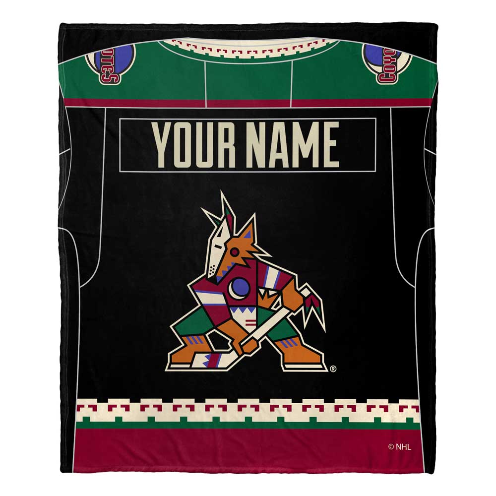 NHL Arizona Coyotes Jersey Personalized Silk Touch Throw Blanket 50x60 Inches
