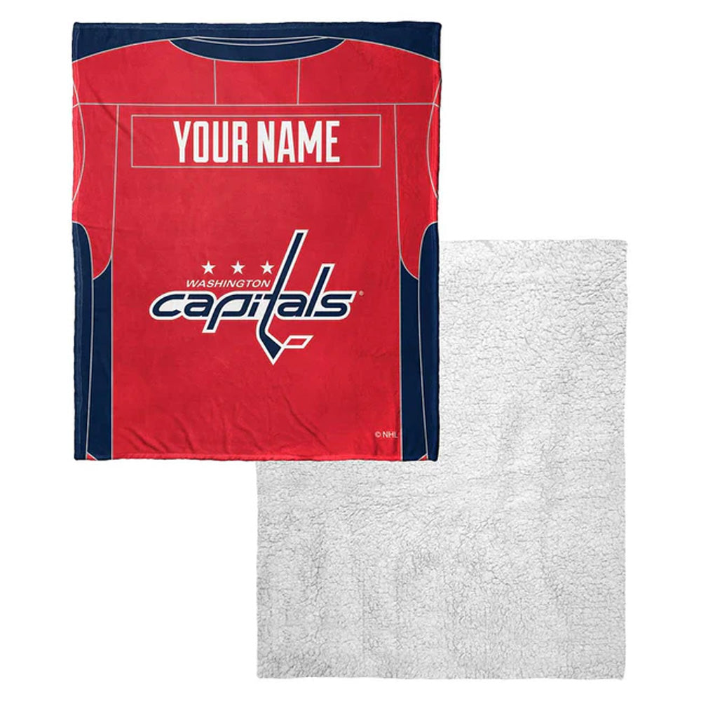 NHL Washington Capitals Jersey Personalized Silk Touch Sherpa Throw Blanket 50x60 Inches
