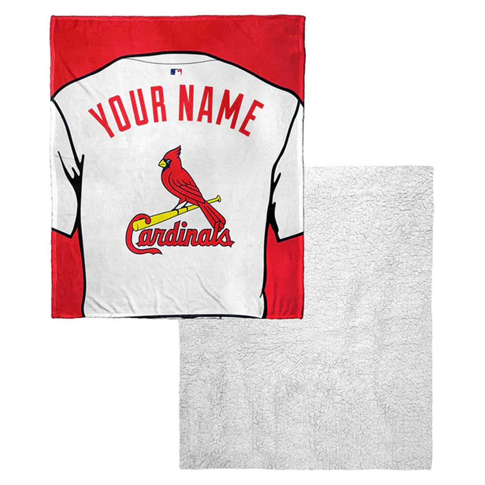 MLB St. Louis Cardinals Jersey Personalized Silk Touch Sherpa Throw Blanket 50x60 Inches