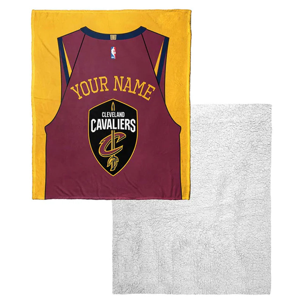 NBA Cleveland Cavaliers Jersey Personalized Silk Touch Sherpa Throw Blanket 50x60 Inches
