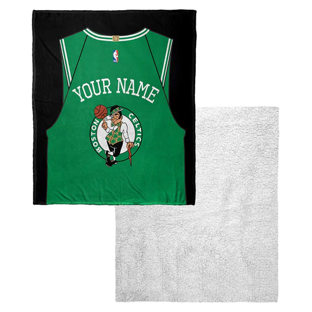 NBA Boston Celtics Jersey Personalized Silk Touch Sherpa Throw Blanket 50x60 Inches