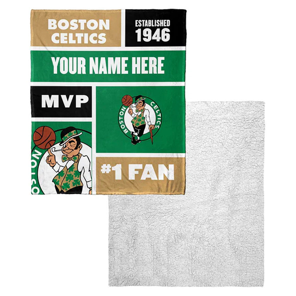 NBA Boston Celtics Colorblock Personalized Silk Touch Sherpa Throw Blanket 50x60 Inches