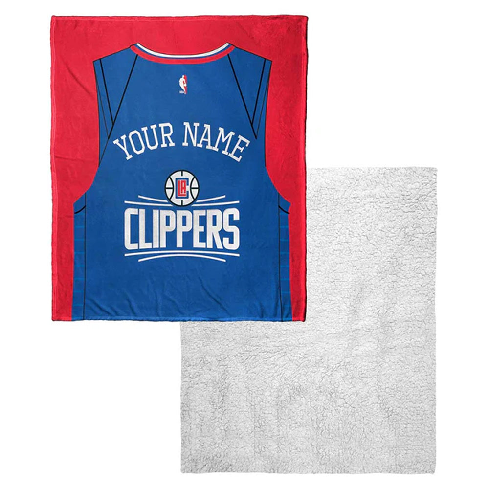 NBA Los Angeles Clippers Jersey Personalized Silk Touch Sherpa Throw Blanket 50x60 Inches