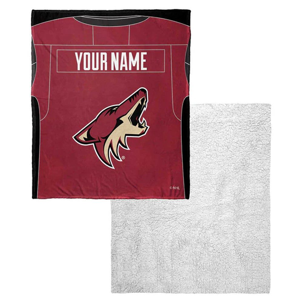 NHL Arizona Coyotes Jersey Personalized Silk Touch Sherpa Throw Blanket 50x60 Inches