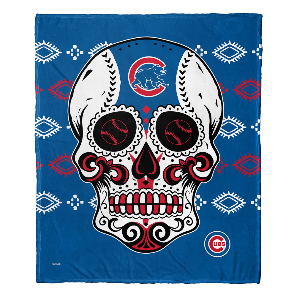 MLB Chicago Cubs Candy Skull Silk Touch Throw Blanket 50x60 Inches