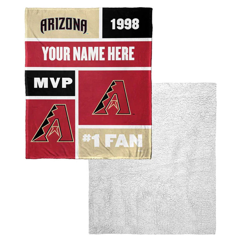 MLB Arizona Diamondbacks Colorblock Personalized Silk Touch Sherpa Throw Blanket 50x60 Inches