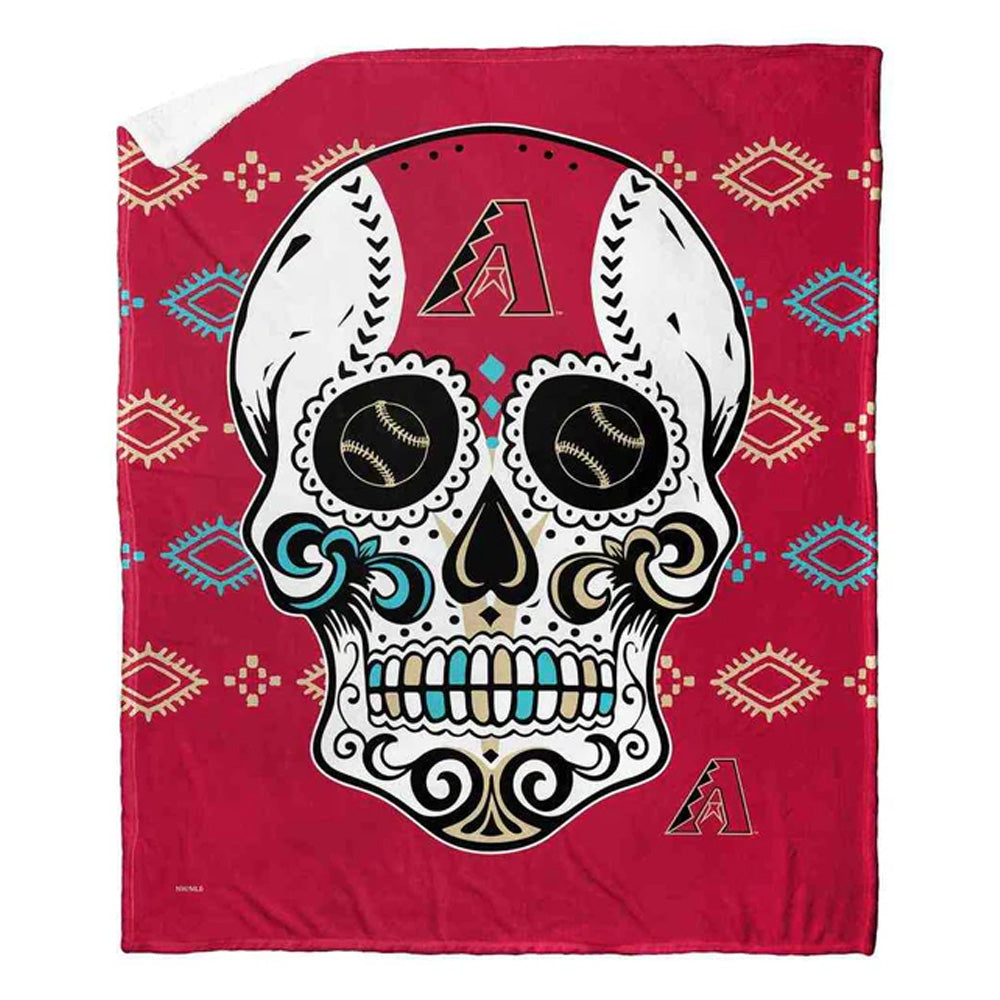 MLB Arizona Diamondbacks Candy Skull Silk Touch Sherpa Throw Blanket 50x60 Inches