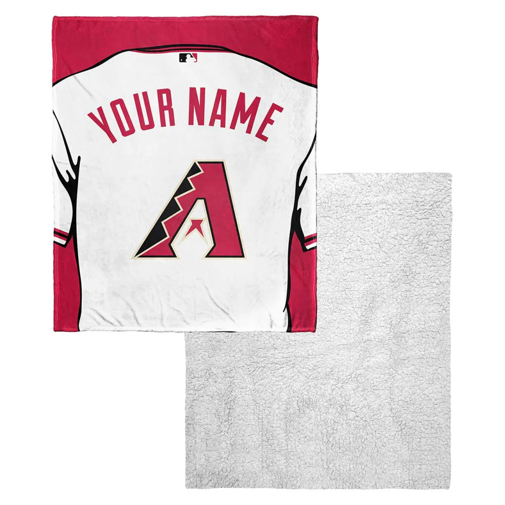 MLB Arizona Diamondbacks Jersey Personalized Silk Touch Sherpa Throw Blanket 50x60 Inches