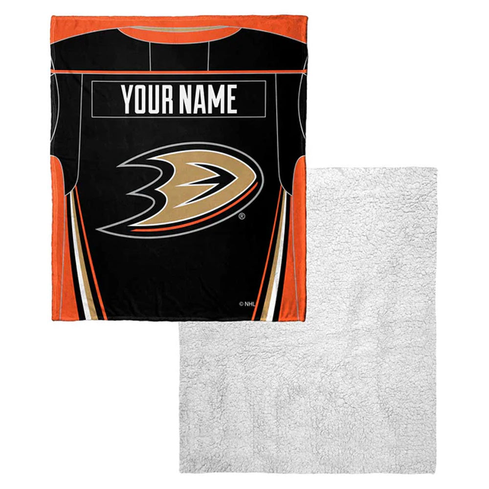 NHL Anaheim Ducks Jersey Personalized Silk Touch Sherpa Throw Blanket 50x60 Inches