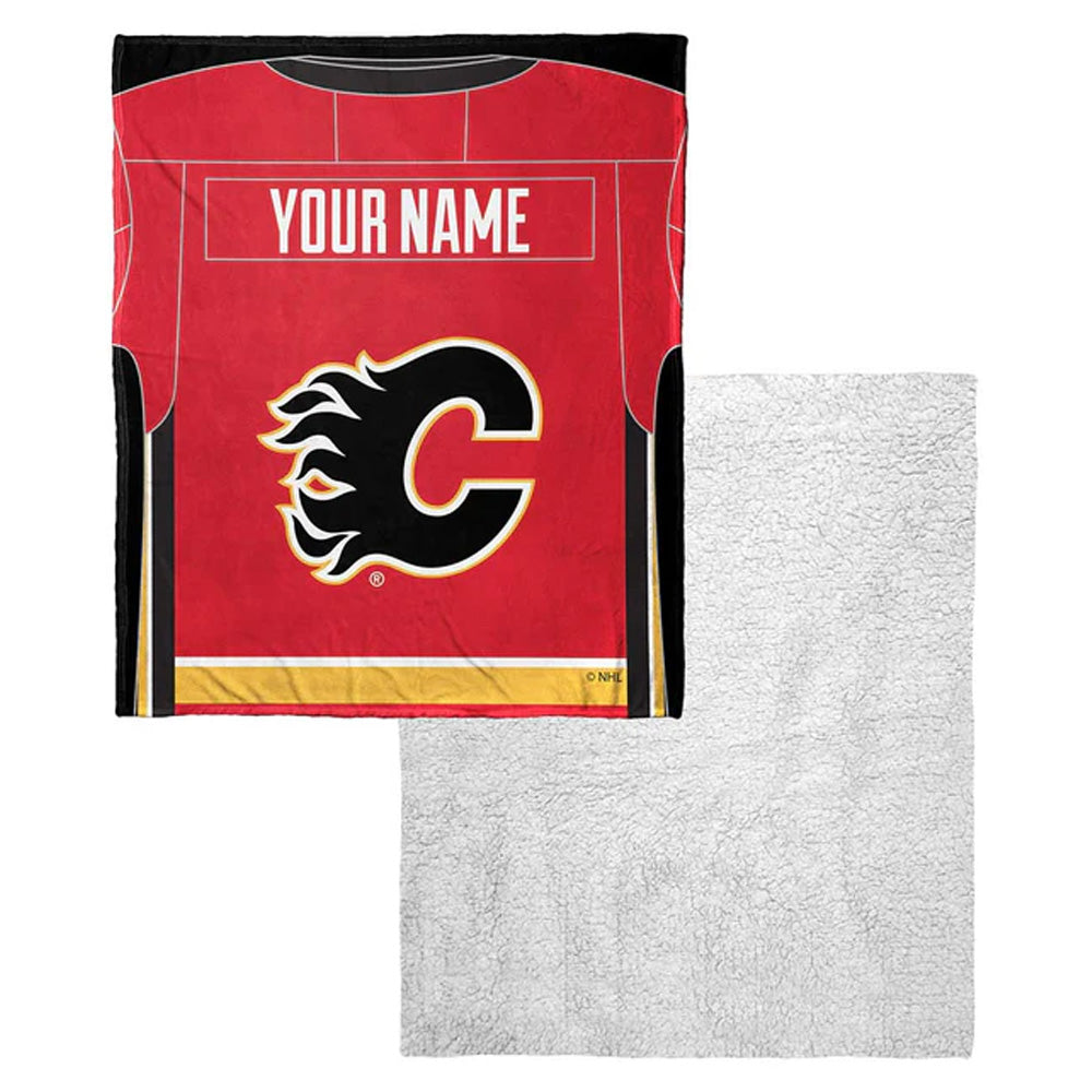 NHL Vancouver Canucks Jersey Personalized Silk Touch Sherpa Throw Blanket 50x60 Inches