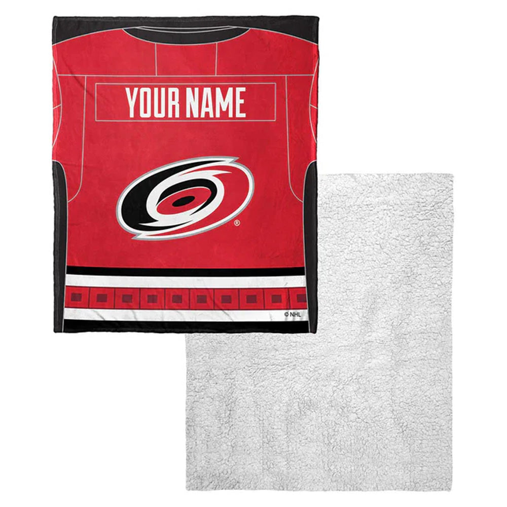 NHL Carolina Hurricanes Jersey Personalized Silk Touch Sherpa Throw Blanket 50x60 Inches