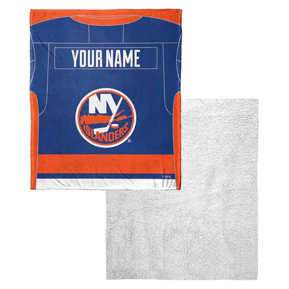 NHL New York Islanders Jersey Personalized Silk Touch Sherpa Throw Blanket 50x60 Inches