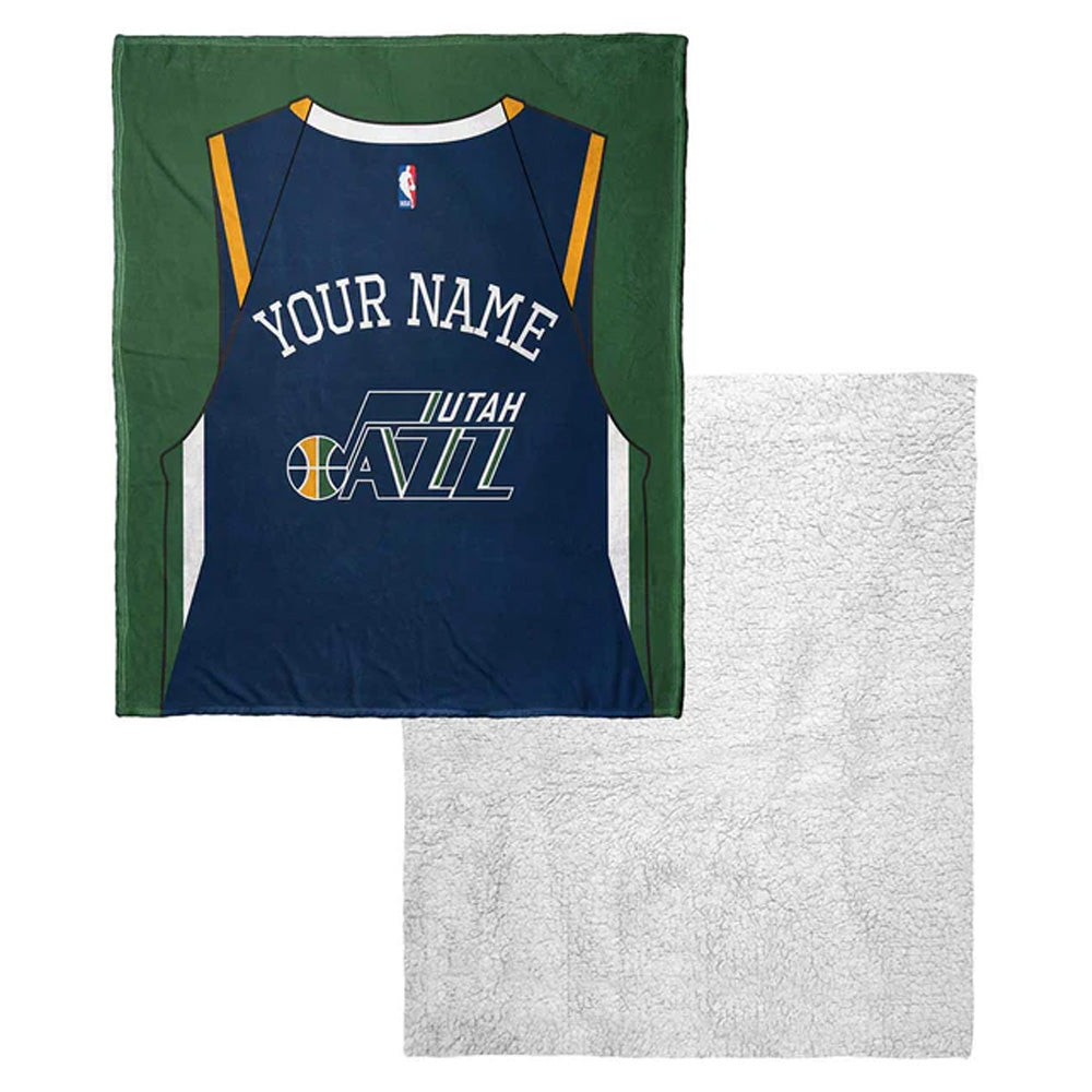 NBA Utah Jazz Jersey Personalized Silk Touch Sherpa Throw Blanket 50x60 Inches