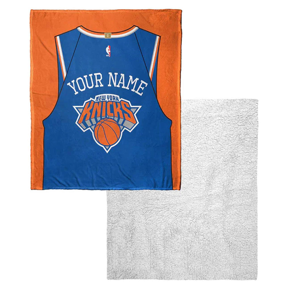 NBA New York Knicks Jersey Personalized Silk Touch Sherpa Throw Blanket 50x60 Inches