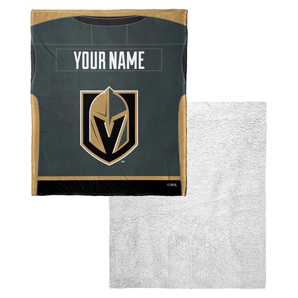 NHL Vegas Golden Knights Jersey Personalized Silk Touch Sherpa Throw Blanket 50x60 Inches