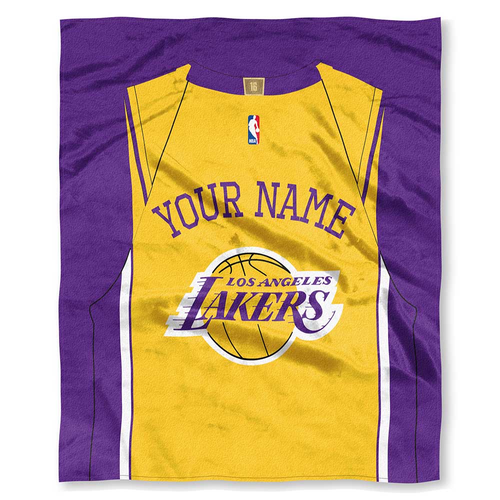 NBA Los Angeles Lakers Jersey Personalized Silk Touch Throw Blanket 50x60 Inches