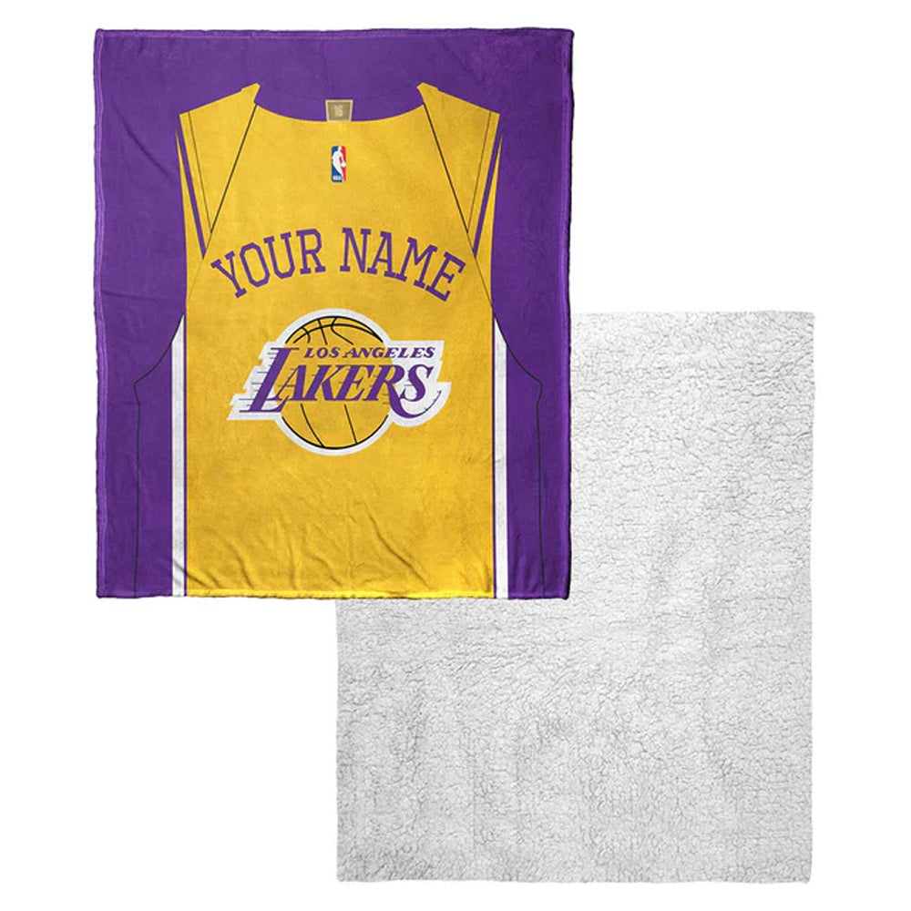 NBA Los Angeles Lakers Jersey Personalized Silk Touch Sherpa Throw Blanket 50x60 Inches