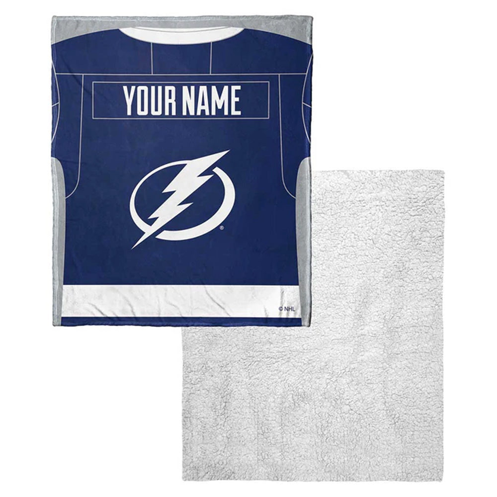 NHL Tampa Bay Lightning Jersey Personalized Silk Touch Sherpa Throw Blanket 50x60 Inches