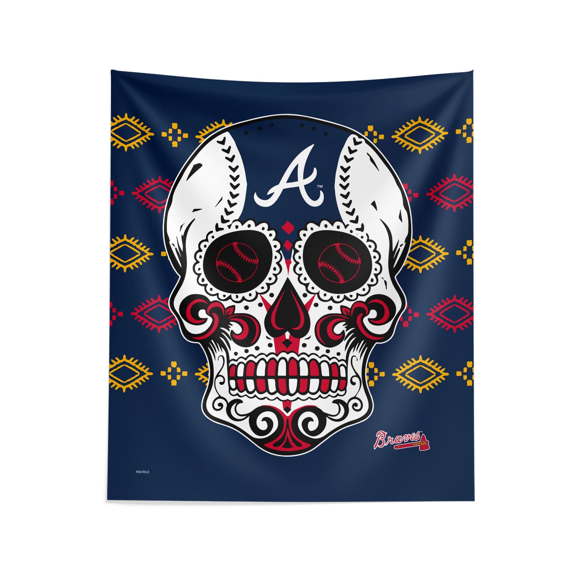 MLB Atlanta Braves Candy Skull Wall Hanging 34¡Á40