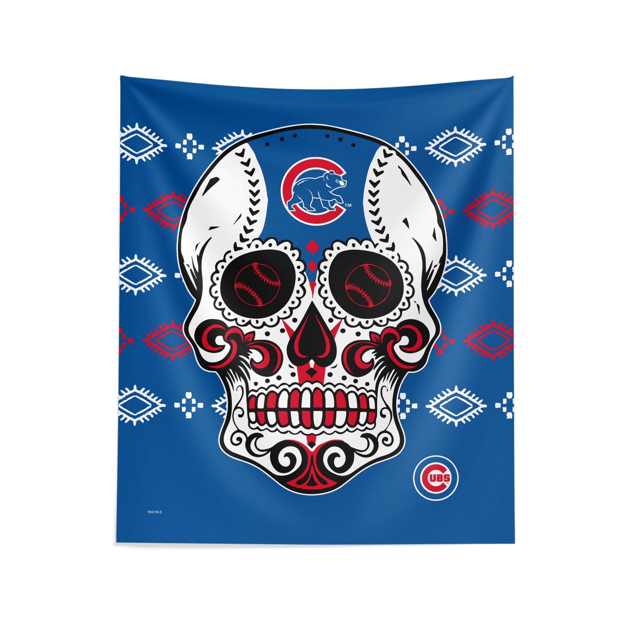 MLB Chicago Cubs Candy Skull Wall Hanging 34¡Á40 Inches