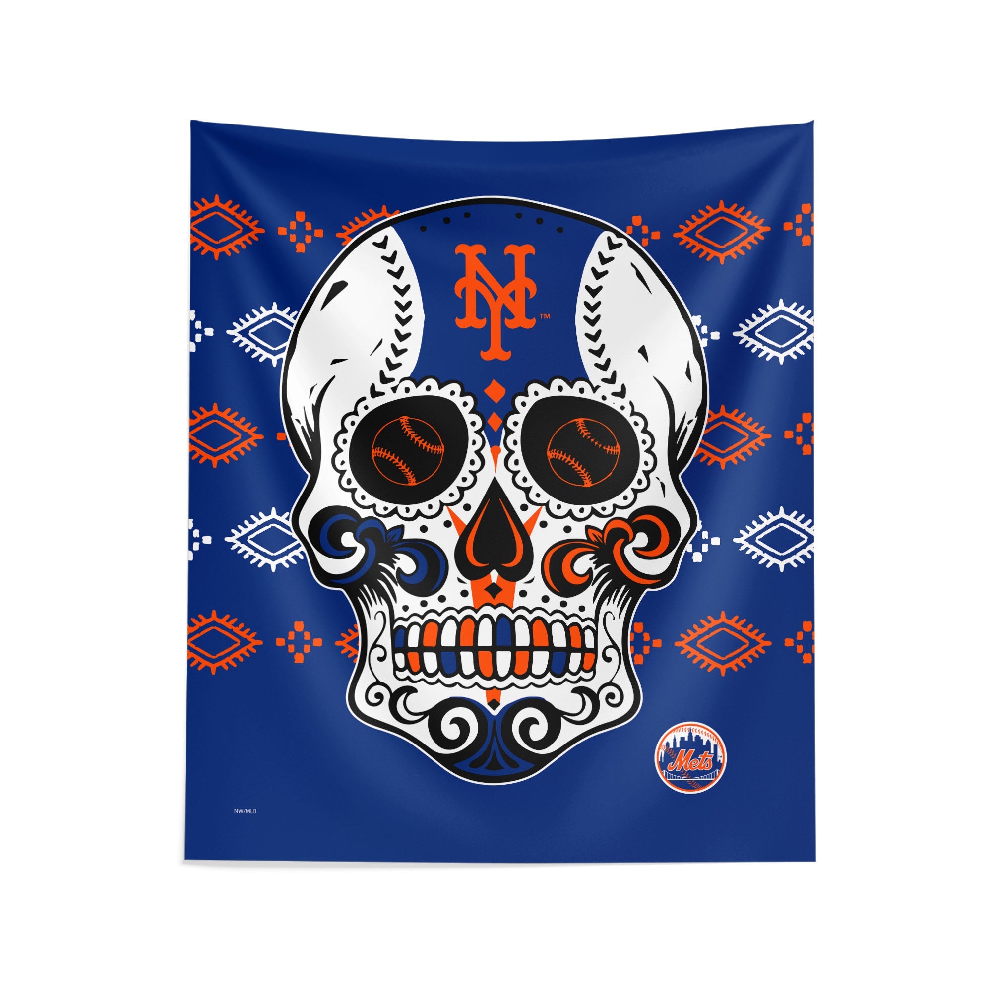 MLB New York Mets Candy Skull Wall Hanging 34¡Á40 Inches